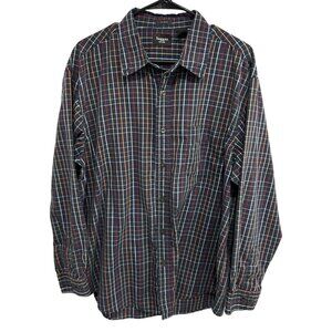 Haggat Mens No Iron Blaick Plaid Button-Up Shirt Sz XL